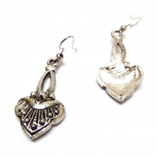 DANGLER Silver Oxidized Earring - Hook Dangle Drop Long - Asian Novelty Tribal
